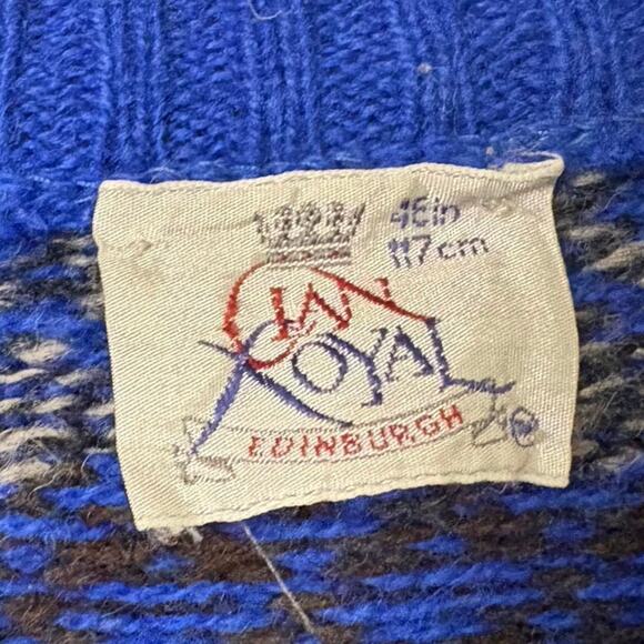 90s vintage sweater geometric patterned by clan royal wool sz L - Picture 4 of 4